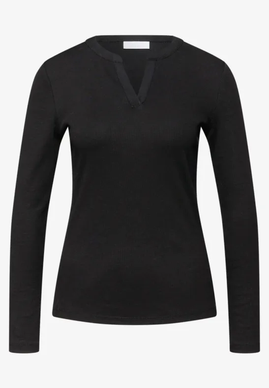 Rippstrukturshirt Black