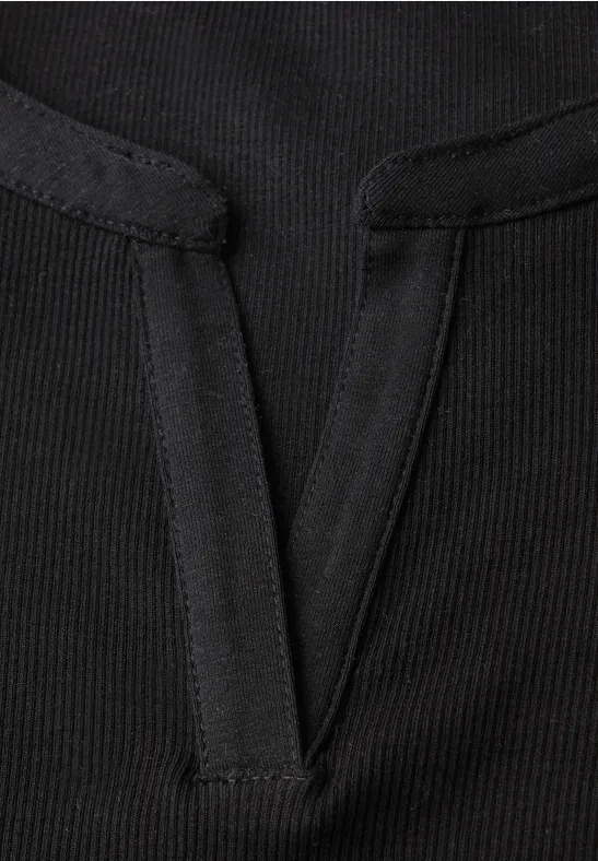 Rippstrukturshirt Black