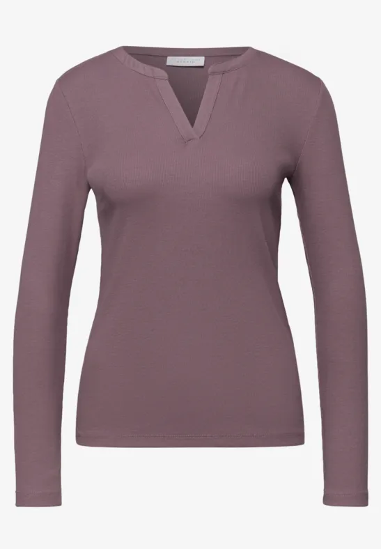 Geribd shirt met structuur hazy rose