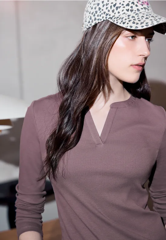 Geribd shirt met structuur hazy rose