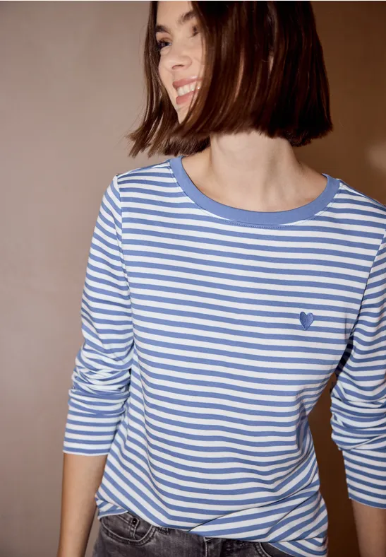 Shirt mit Embroidery blue echo