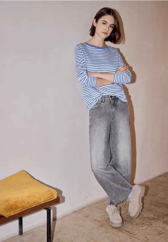 Shirt mit Embroidery blue echo