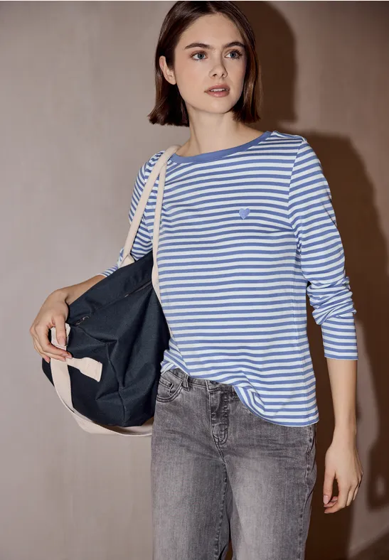 Shirt mit Embroidery blue echo