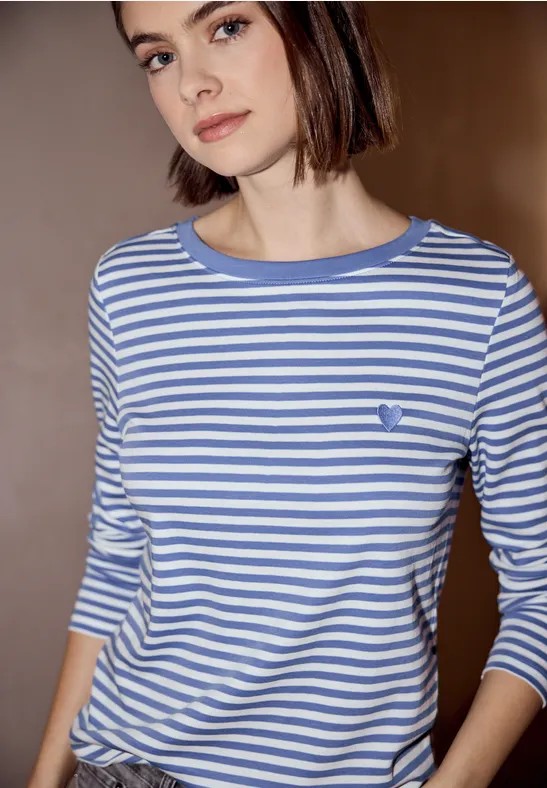 Shirt mit Embroidery blue echo
