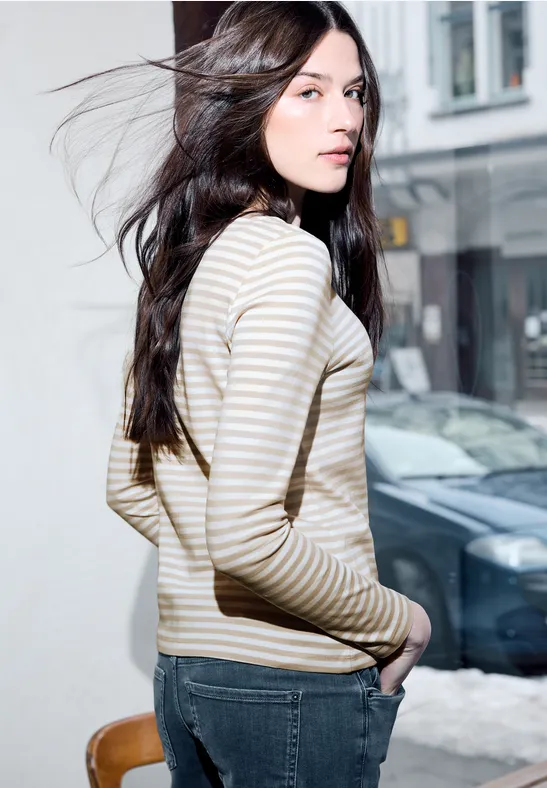 Shirt met borduursel stone sand