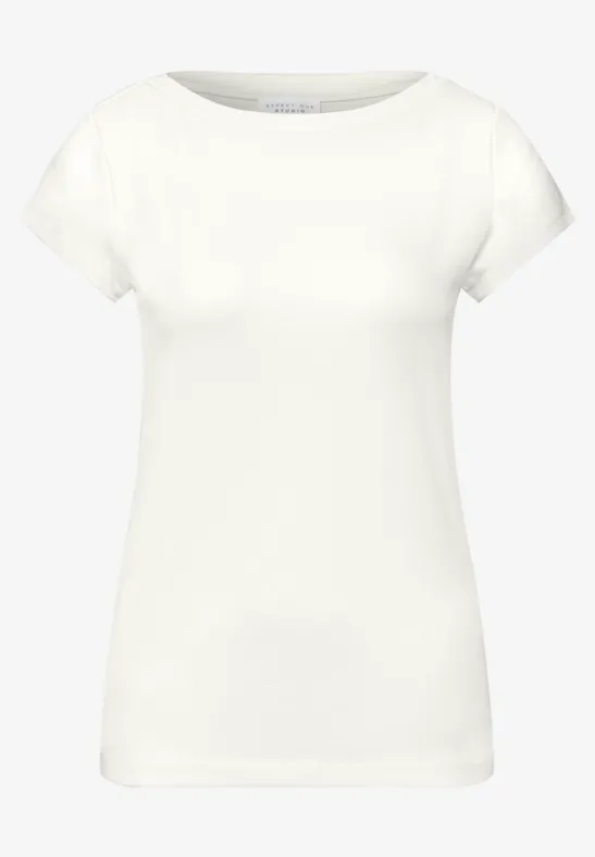 Basic shirt met boothals off white