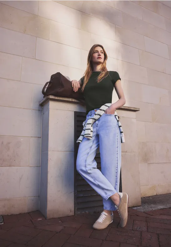 Basic shirt met boothals oil green