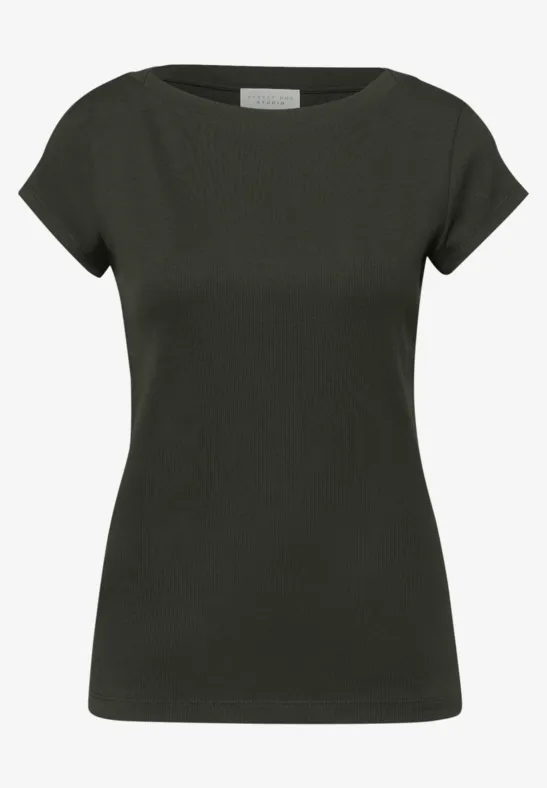 Basic shirt met boothals oil green