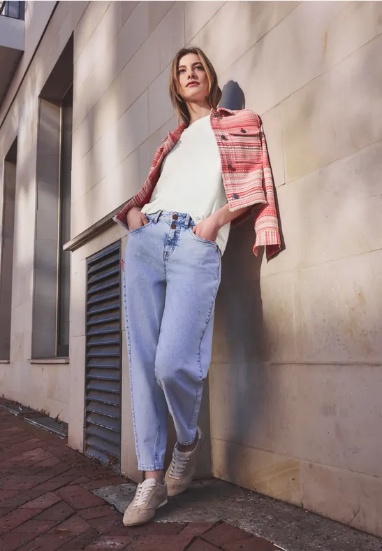 T-Shirt mit Rundhals und Puffärmeln off white