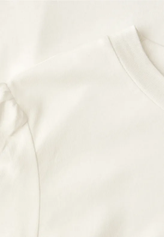 T-Shirt mit Rundhals und Puffärmeln off white