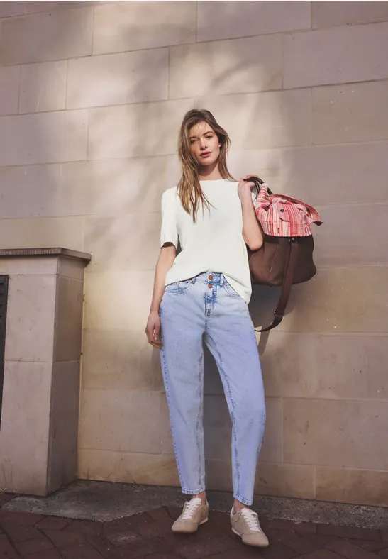 T-Shirt mit Rundhals und Puffärmeln off white