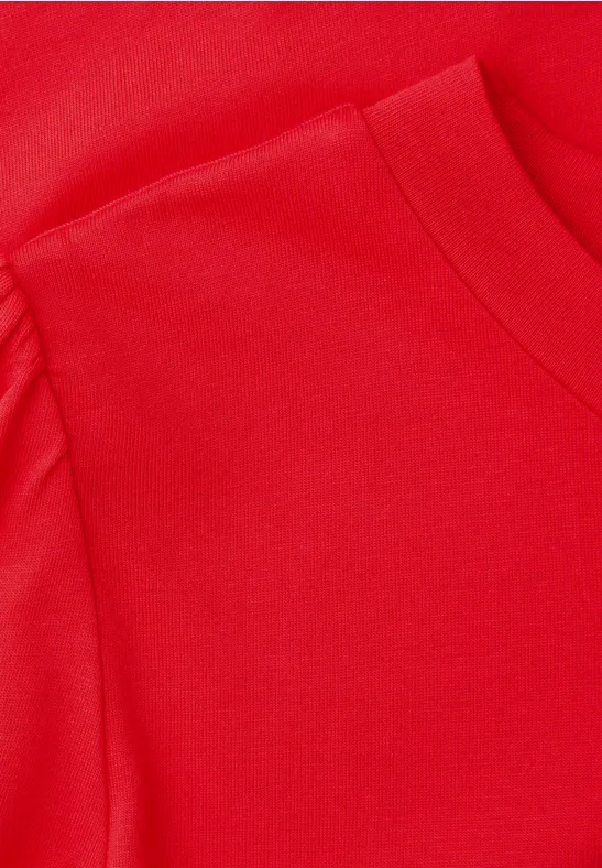 T-Shirt mit Rundhals und Puffärmeln torch red