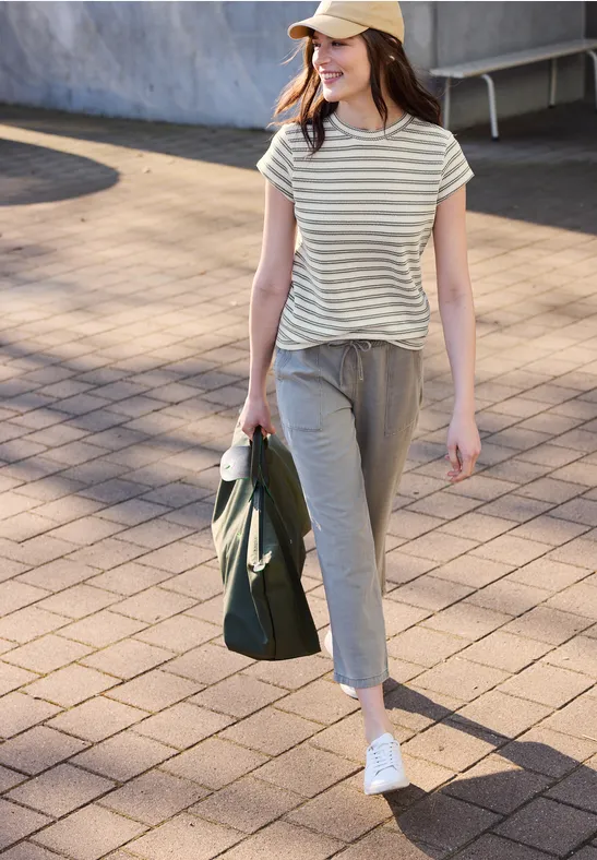 Shirt met korte mouwen en textuur Lichen Green