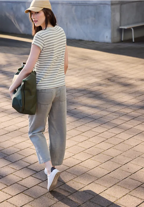 Shirt met korte mouwen en textuur Lichen Green