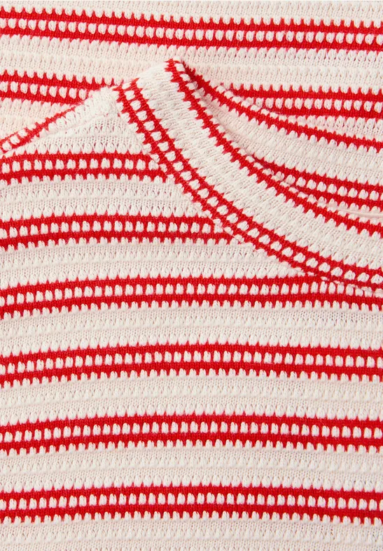 Kurzarm T-Shirt mit Struktur torch red