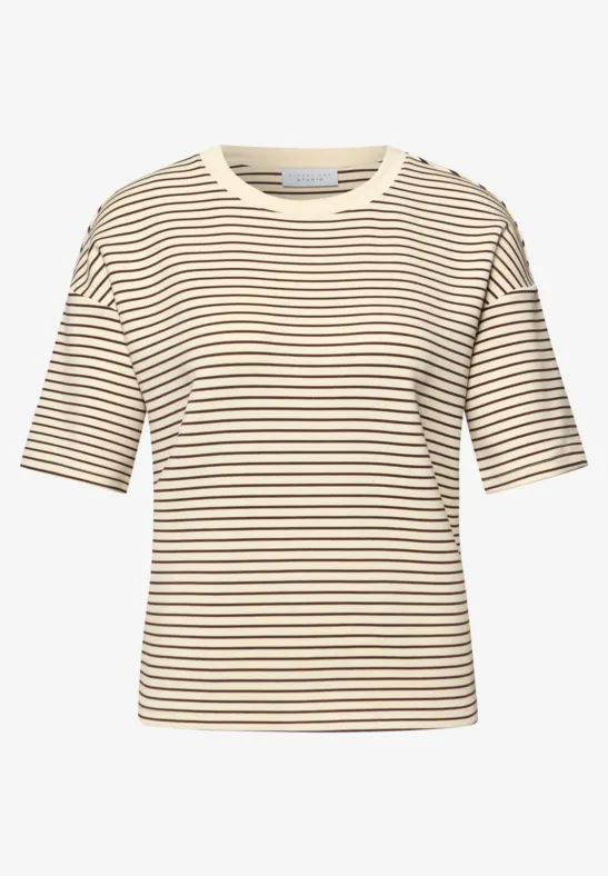 T-shirt Scuba à fines rayures mahogany brown