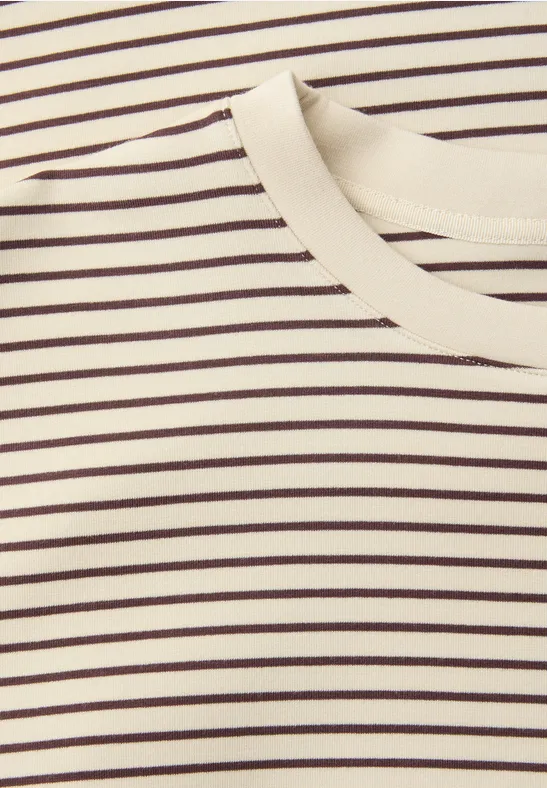 T-shirt Scuba à fines rayures mahogany brown