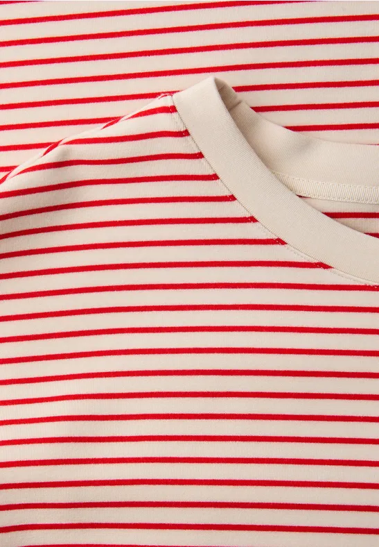 Fein gestreiftes Scuba T-Shirt torch red