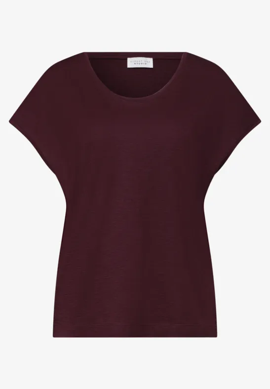 Dropped Shoulder Shirt mit V-Neck very berry