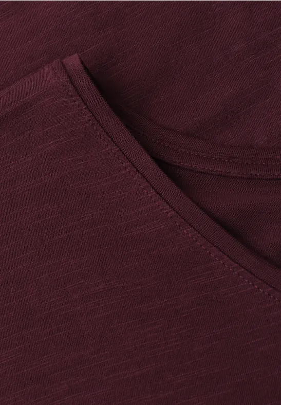 Dropped Shoulder Shirt mit V-Neck very berry