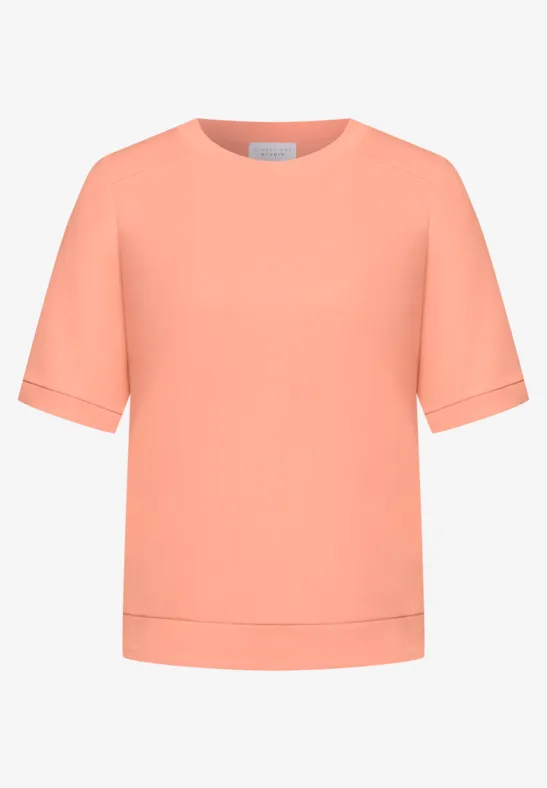 Basic Shirt met korte mouwen en ronde hals soft tangurine