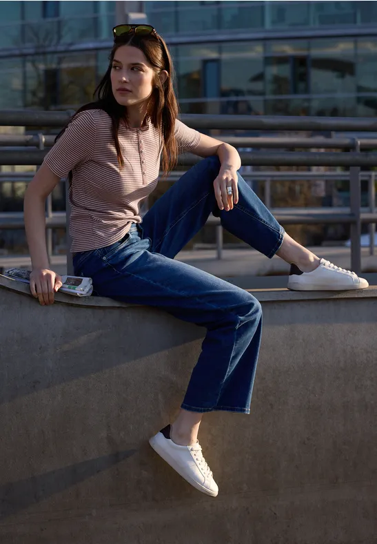 Shirt met ronde hals en knopen hazy rose