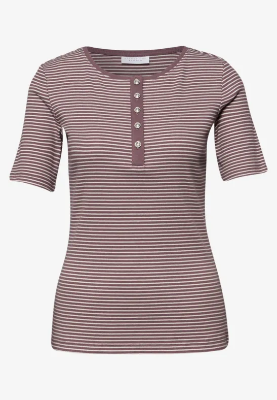 Shirt met ronde hals en knopen hazy rose