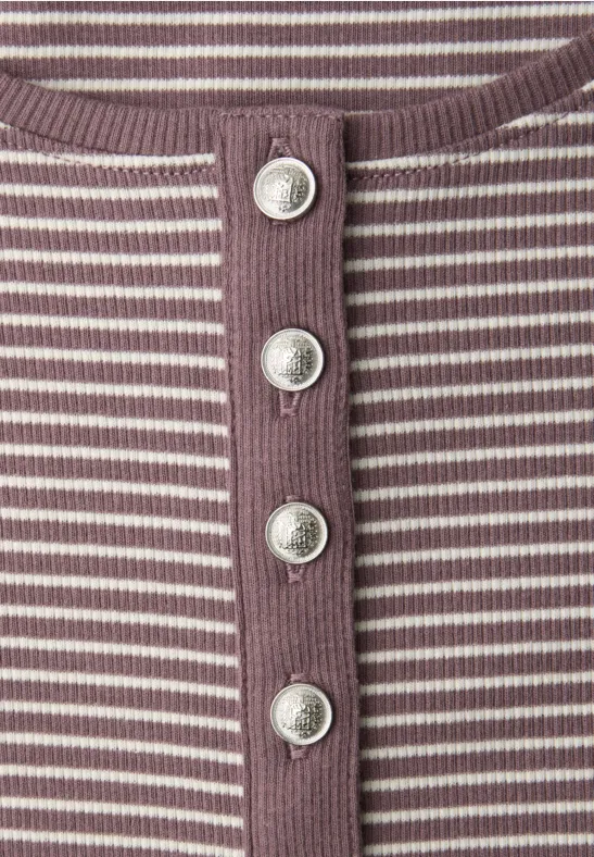 Shirt met ronde hals en knopen hazy rose