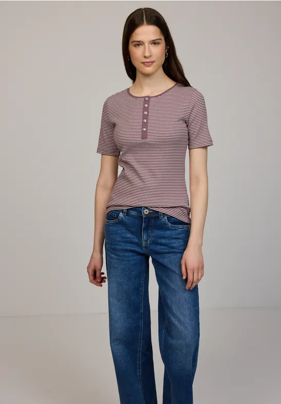 Shirt met ronde hals en knopen hazy rose