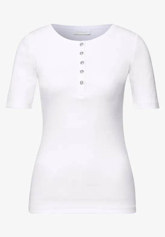 Basic T-Shirt in Rippstruktur White