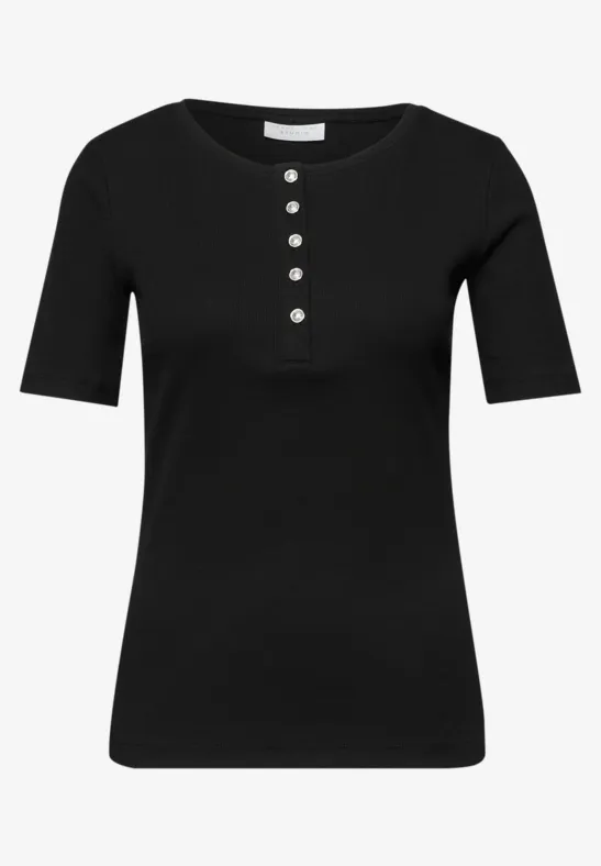 Basic Shirt met geribde textuur Black
