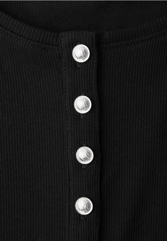 Basic Shirt met geribde textuur Black