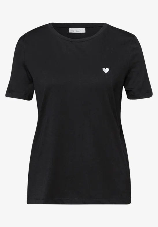 T-Shirt mit Rundhals und Embroidery Black