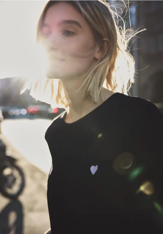 T-Shirt mit Rundhals und Embroidery Black