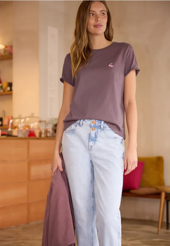 T-shirt avec un cœur imprimé hazy rose