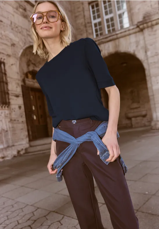 T-Shirt mit Rundhals und Puffärmeln deep blue