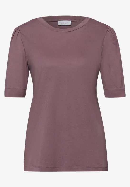 Shirt met ronde hals en pofmouwen hazy rose
