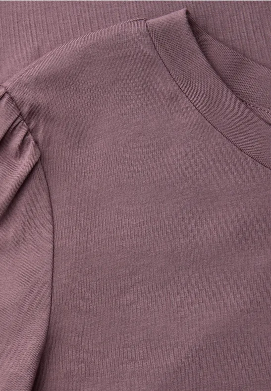 Shirt met ronde hals en pofmouwen hazy rose