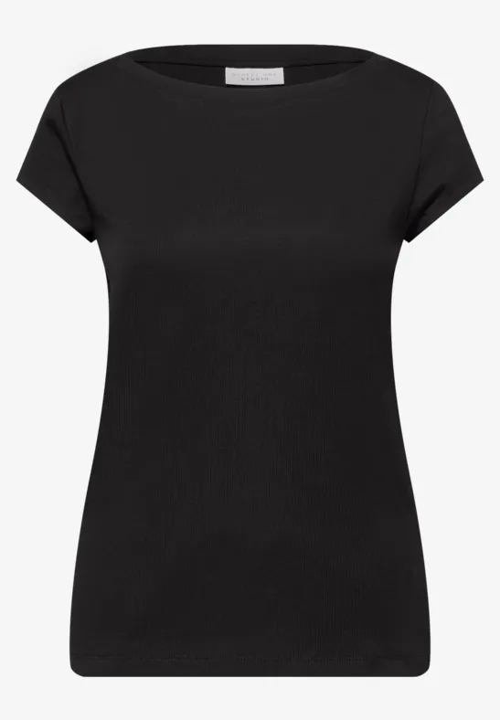 Basic Shirt mit U-Boot-Ausschnitt Black