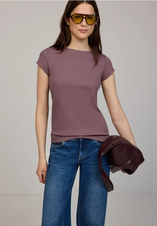 Basic shirt met boothals hazy rose