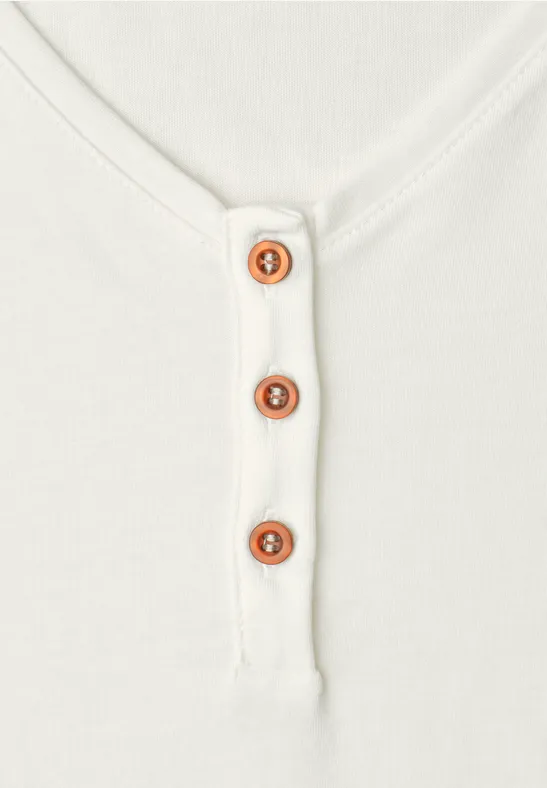Shirt mit V-Neck und Volant-Ärmeln off white