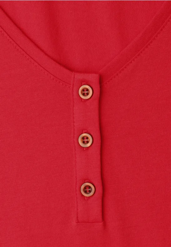 Shirt mit V-Neck und Volant-Ärmeln chili red