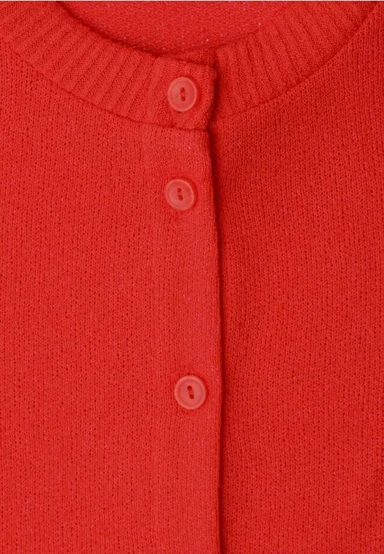 Kurzarm Jacke im Strick-Look mit Knöpfen chili red