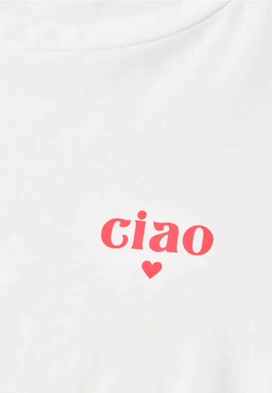 Basic T-Shirt mit Detailprint off white