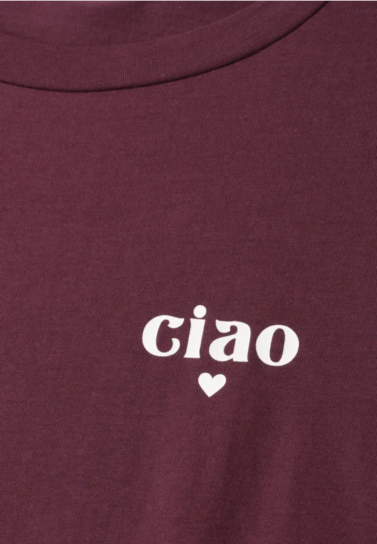 Basic T-Shirt mit Detailprint very berry