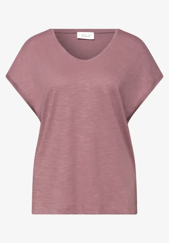 Shirt met hangende schouder in jersey hazy rose