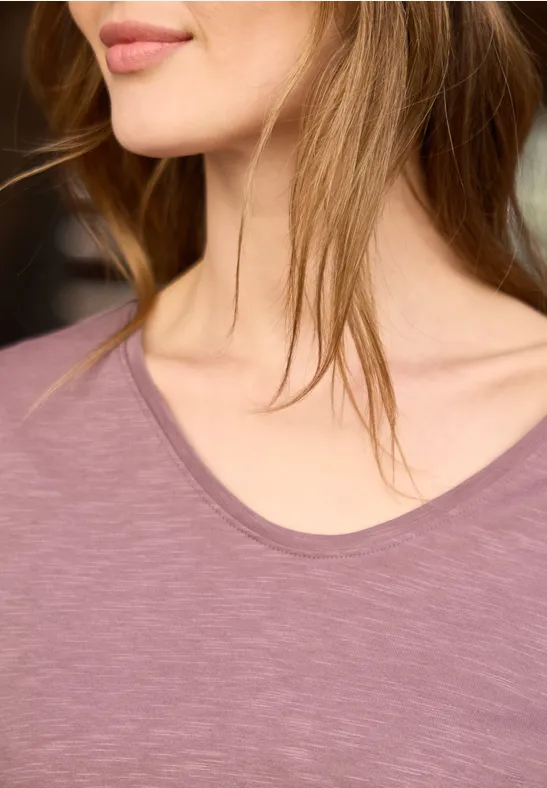 Shirt met hangende schouder in jersey hazy rose