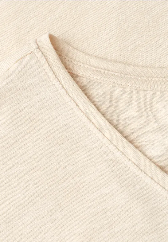 Shirt met hangende schouder in jersey stone sand