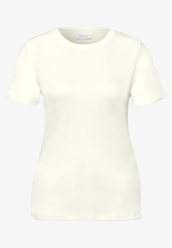 T-shirt basique à col rond et manches courtes off white