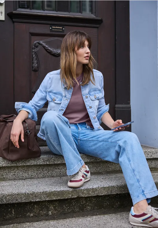 Basic T-Shirt mit Rundhals und Kurzarm hazy rose